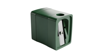 Green pencil sharpener isolated on transparent background