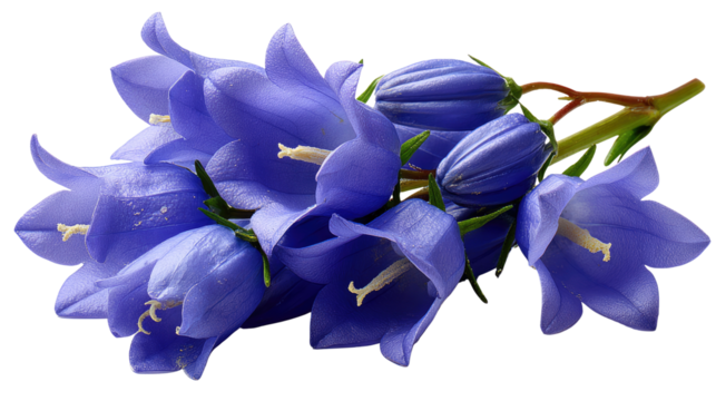 Floral Symphony in Violet: An intimate close-up of vibrant purple bellflowers, their delicate petals unfurling in a display of floral harmony. Capturing the essence of summer and beauty.