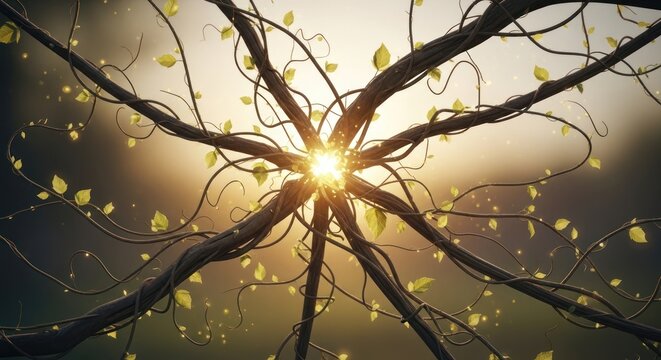 Neural Network Sunrise Abstract Art.