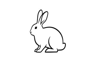 Fototapeta premium Black line art rabbit icon