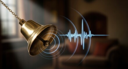 Brass Bell Sound Waves Vibration Image.