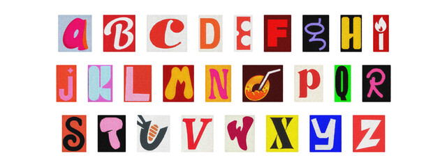 Creative Y2K retro cut-out alphabet from newspapers and magazines