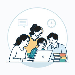Virtual Study Group Icon Outline