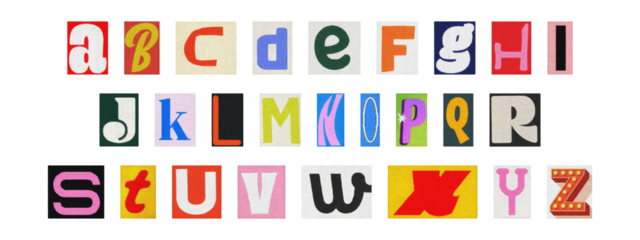 Creative Y2K retro cut-out alphabet from newspapers and magazines