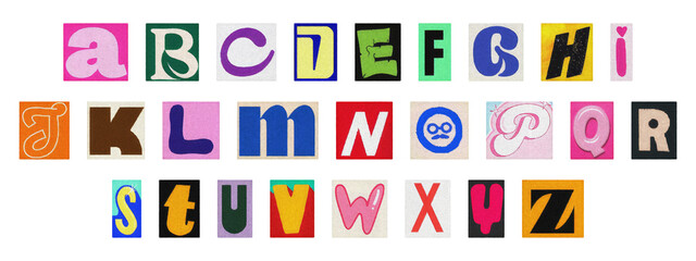 Creative Y2K retro cut-out alphabet from newspapers and magazines