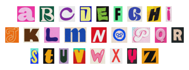 Creative Y2K retro cut-out alphabet from newspapers and magazines