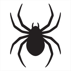 Simple black silhouette of a spider with eight legs on a white background