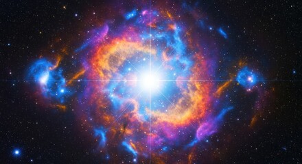 Vibrant Cosmic Nebula Explosion with Glowing Stellar Gas Clouds.