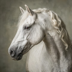 Portrait of a beautiful white horse