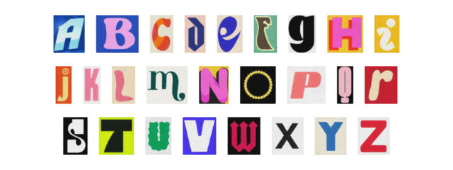 Cut-out alphabet collection, vintage ransom note style typography PNG