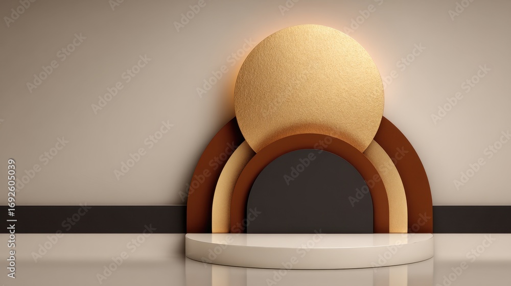 Poster creative abstract background featuring geometric shapes and warm tones for innovative branding appli
