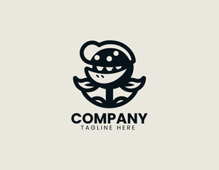 Obraz premium Birds and flowers silhouette illustrated as elegant vector logo in minimal decorative black design style