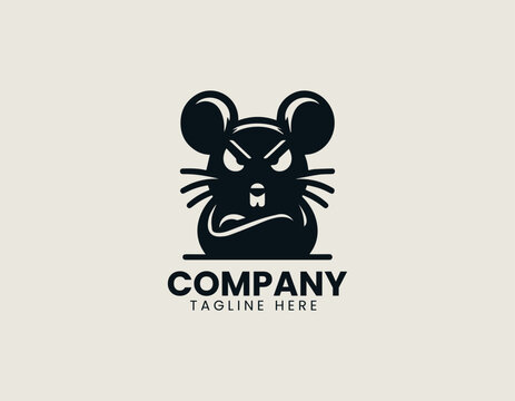 Bold vector logo of a strong aggressive rat or bear mascot with angry eyes. Sports and Team concept