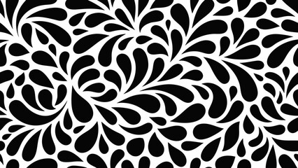 Seamless black paisley teardrop shapes on a white background abstract floral pattern