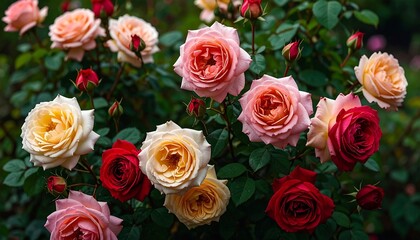 Obraz premium Rose Bush Bloom Closeup