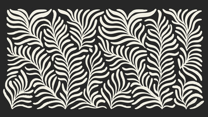 Abstract organic white fern fronds pattern on a dark background seamless texture © Pabitra