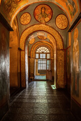 Frescoed corridor with arches in Saint Sophia Cathedral, Kyiv