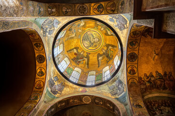 Golden dome fresco of Christ Pantocrator in Saint Sophia Cathedral, Kyiv
