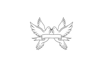 Fototapeta premium Dove with banner icon