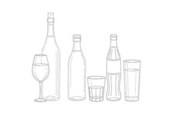 A detailed line art illustration of candles and ornate lamps on a flat surface design