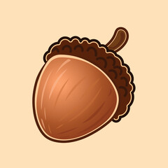 Cute Acorns in Autumn Vector Illustration