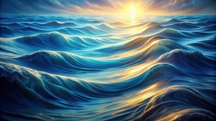 Serene Ocean Waves at Golden Hour A Captivating Display of Nature's Beauty