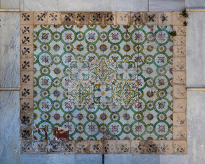 Mosaic tiles on the Al Jazzar Mosque in Acre, Akko's old city on a sunny day.
