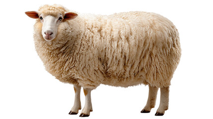 Fototapeta premium Fluffy sheep: A captivating shot of a fluffy sheep, showcasing its soft wool and gentle demeanor, stands in the sun.