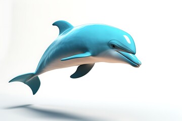 Playful dolphin leaping gracefully in a bright, minimalistic underwater scene