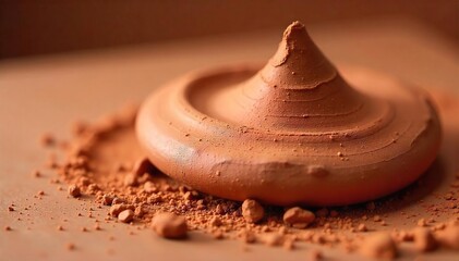 Close-up of smooth, terracotta-colored pottery clay, ready for sculpting Perfect for crafting, art, and ceramics projects Shows texture and malleability , art, pliable