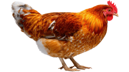 Vibrant Chicken Portrait: A stunning, isolated portrayal of a majestic chicken, showcasing intricate feather details and a captivating pose.