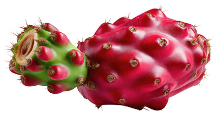 Prickly Pear Cactus Fruit: A vibrant close-up captures the unique textures and bold colors of a ripe prickly pear cactus fruit, showcasing nature's intriguing edible bounty.