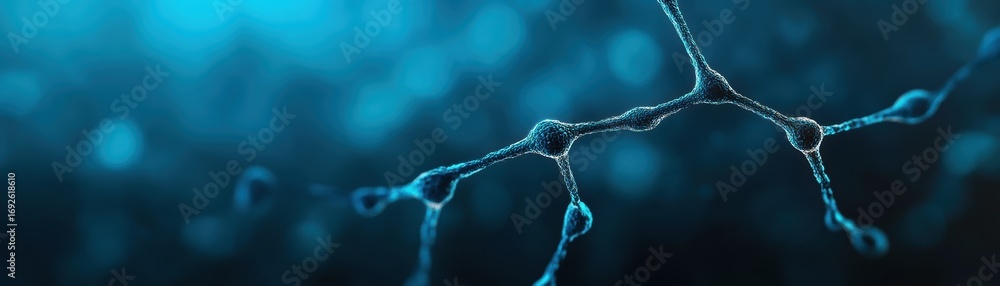 Aufkleber a close-up of interconnected neural structures against a blue background, highlighting the complexit