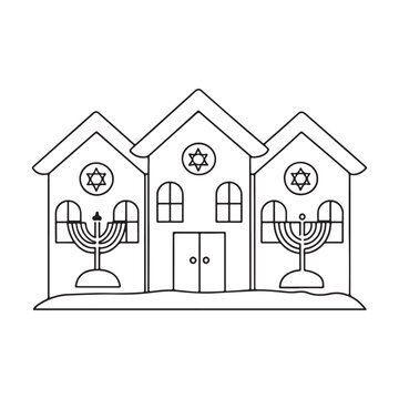 synagogue building with menorah outline clip art preview
