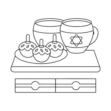 black and white hanukkah treats and drinks clip art preview