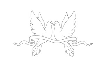 Naklejka premium Peace dove icon with ribbon