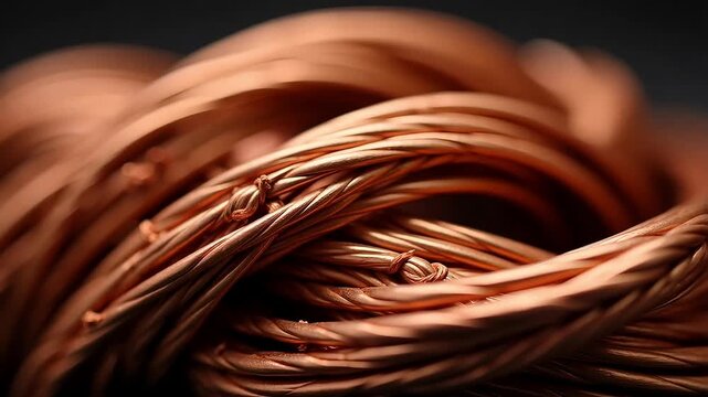 Close-up macro view of tangled copper wire, highlighting texture and metallic sheen.
