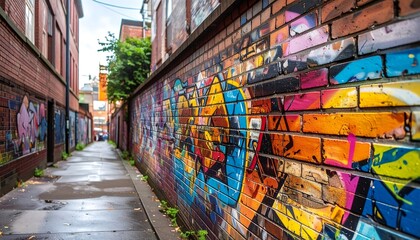 Graffiti-covered alleyway