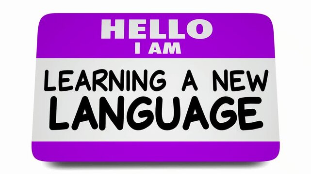 Hello I Am Learning a New Language Name Tag Course Class Bilingual 3d Animation