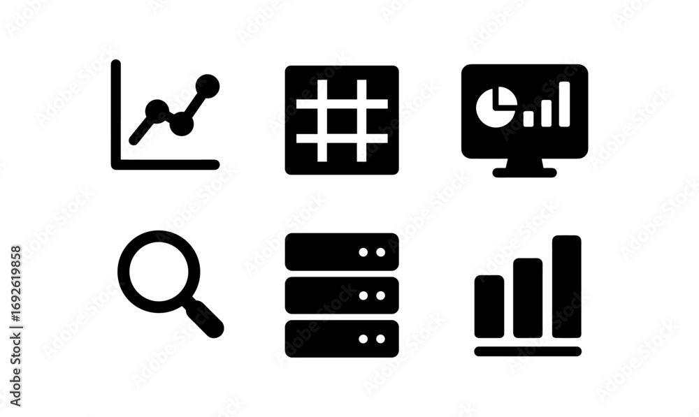 Aufkleber set of basic data analysis icons for web and app interfaces