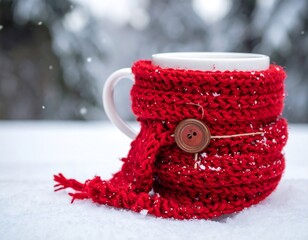 Cozy winter mug in snow