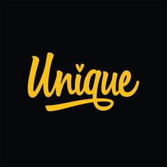 Vector illustration of golden "Unique" word isolated on black background.