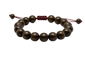 茶色の光沢のある丸いビーズブレスレット透明な背景に分離された宝石デザイン