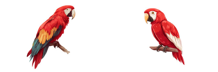 Set of a Parrot bird icon isolated on transparent background.