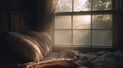 Sunlit Morning - A Cozy Bedroom Scene with Natural Light.