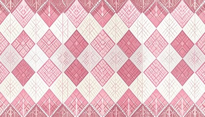 Abstract repeating diamond pattern in pink and cream