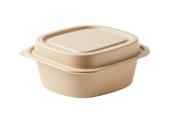 茶色の長方形容器のクローズアップ 透明背景 環境に優しい食品パッケージ