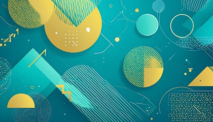Abstract geometric shapes in teal and gold