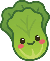 Kawaii Cartoon Illustration of a Smiling Lettuce Bok Choy