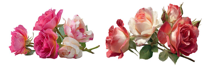 Set of a rose isolated on transparent background. (2)